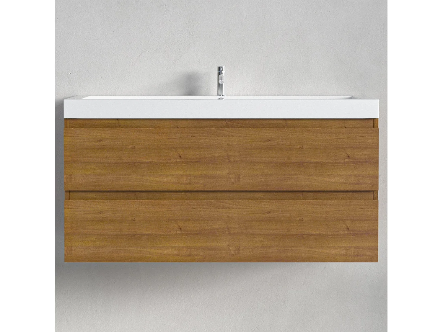 Meuble de salle de bain LOMAZOO Monaco  chêne chaud - lavabo blanc - 100cm