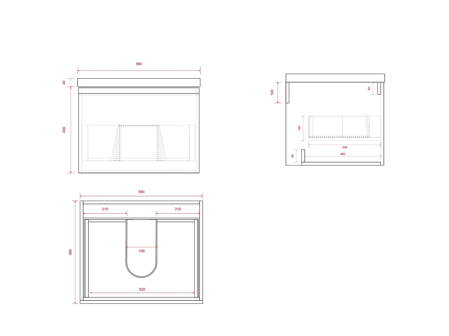 Meuble de salle de bain LOMAZOO Modena  greige - lavabo blanc - 60cm