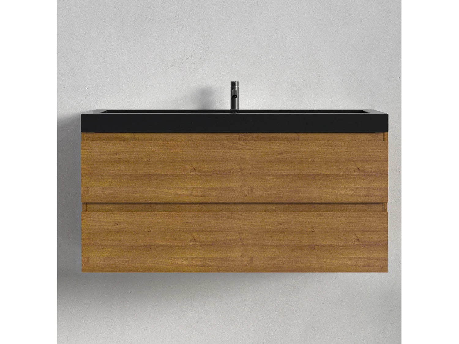 Meuble de salle de bain LOMAZOO Monaco chêne chaud - lavabo noir - 100cm