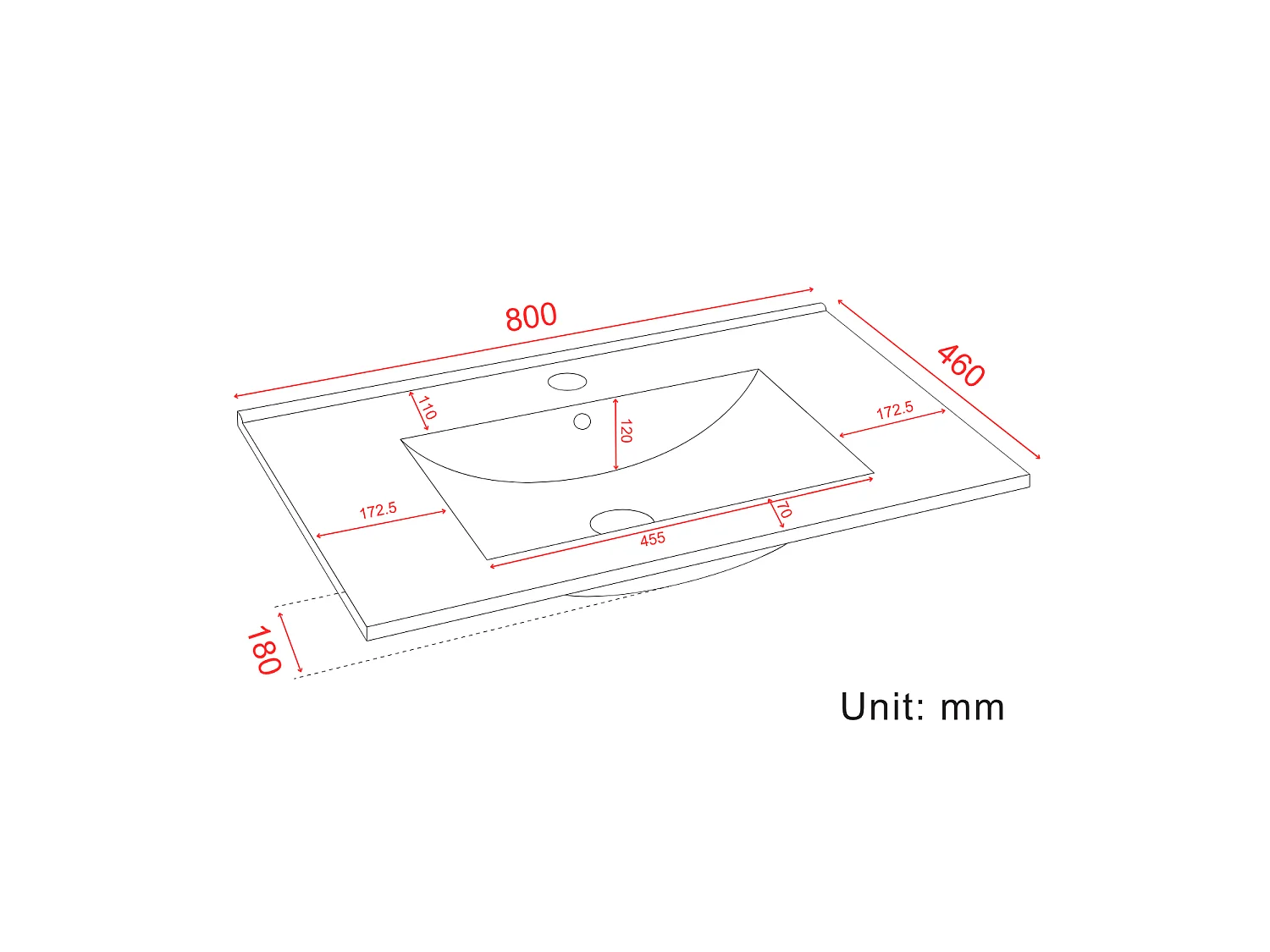 Meuble de salle de bain LOMAZOO Marenza blanc brillant - 80cm - lavabo blanc