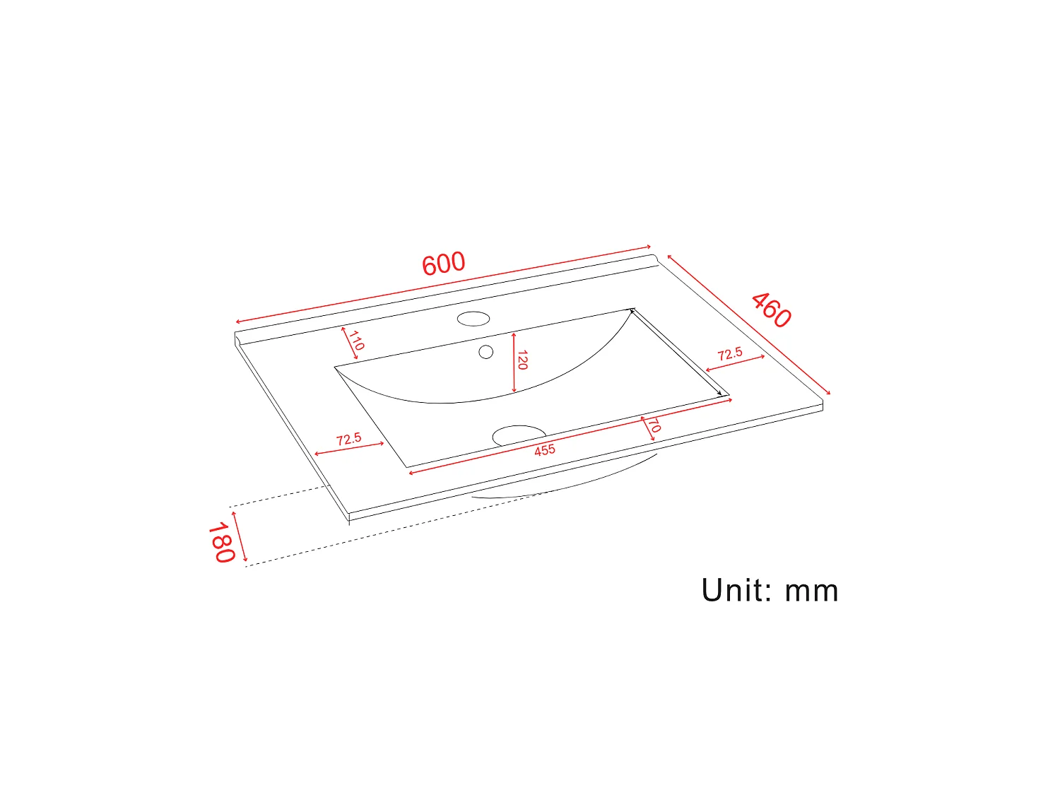 Meuble de salle de bain LOMAZOO Marenza noir mat - 60cm - lavabo blanc