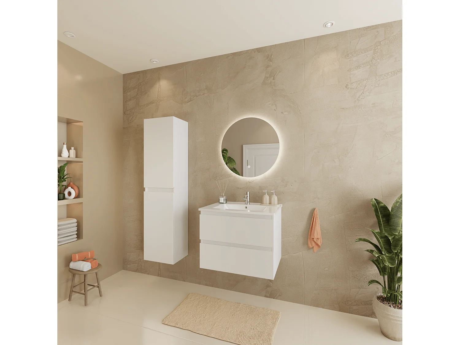 Meuble de salle de bain LOMAZOO Marenza blanc brillant - 60cm - lavabo blanc