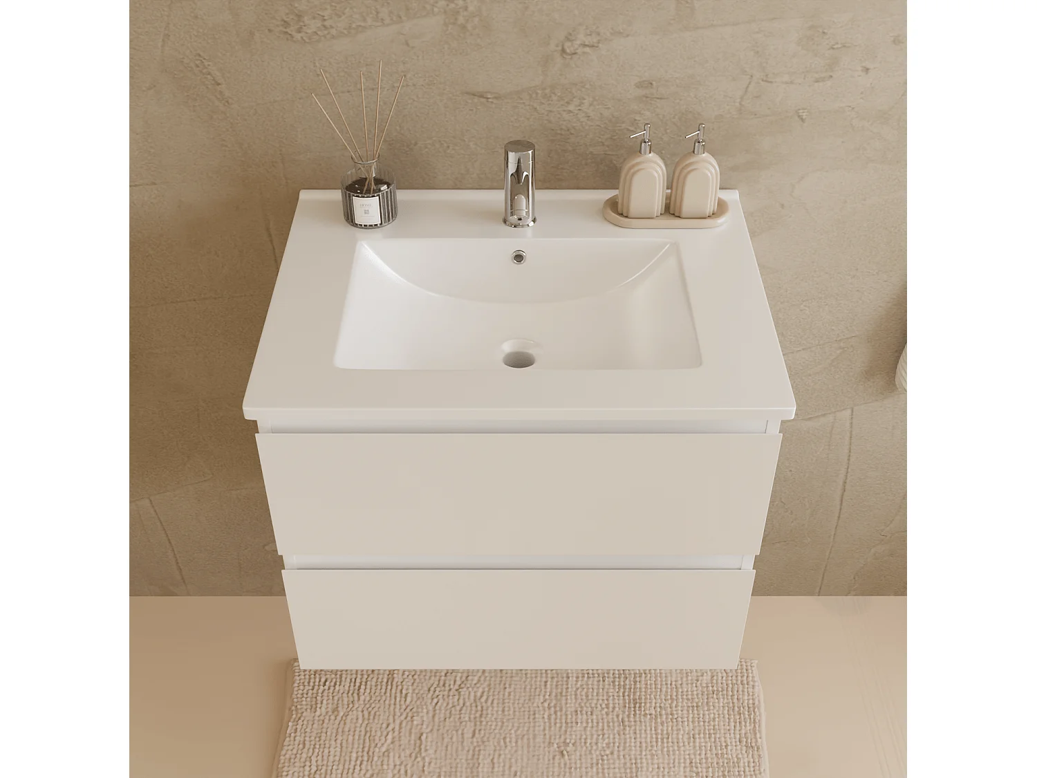 Meuble de salle de bain LOMAZOO Marenza blanc brillant - 60cm - lavabo blanc