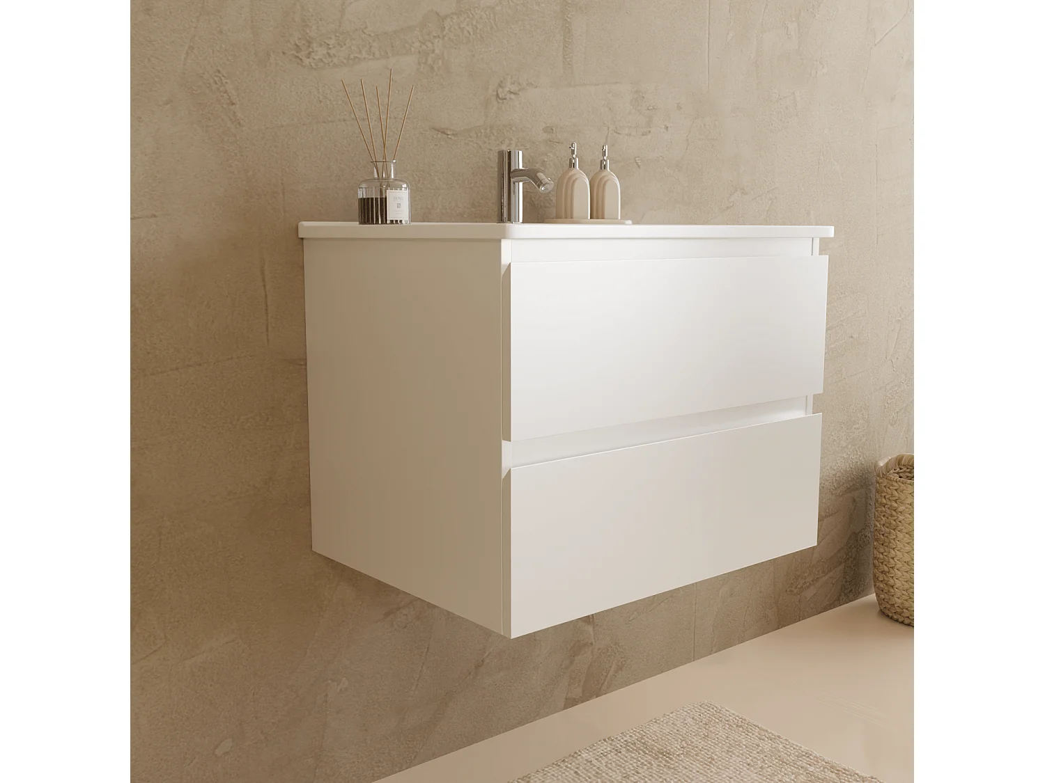 Meuble de salle de bain LOMAZOO Marenza blanc brillant - 60cm - lavabo blanc