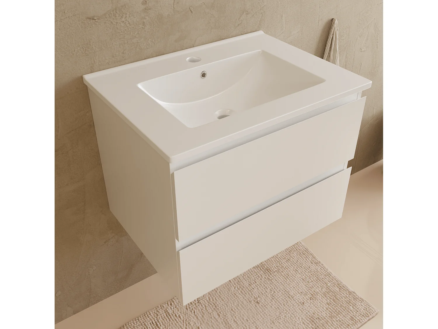 Meuble de salle de bain LOMAZOO Marenza blanc brillant - 60cm - lavabo blanc