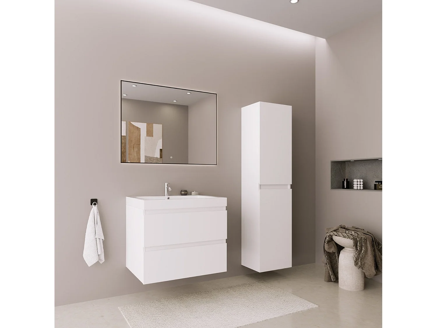 Meuble de salle de bain LOMAZOO Monaco blanc brillant - 60cm