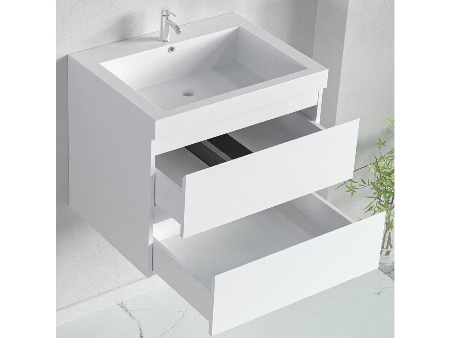 Meuble de salle de bain LOMAZOO Monaco blanc brillant - 60cm