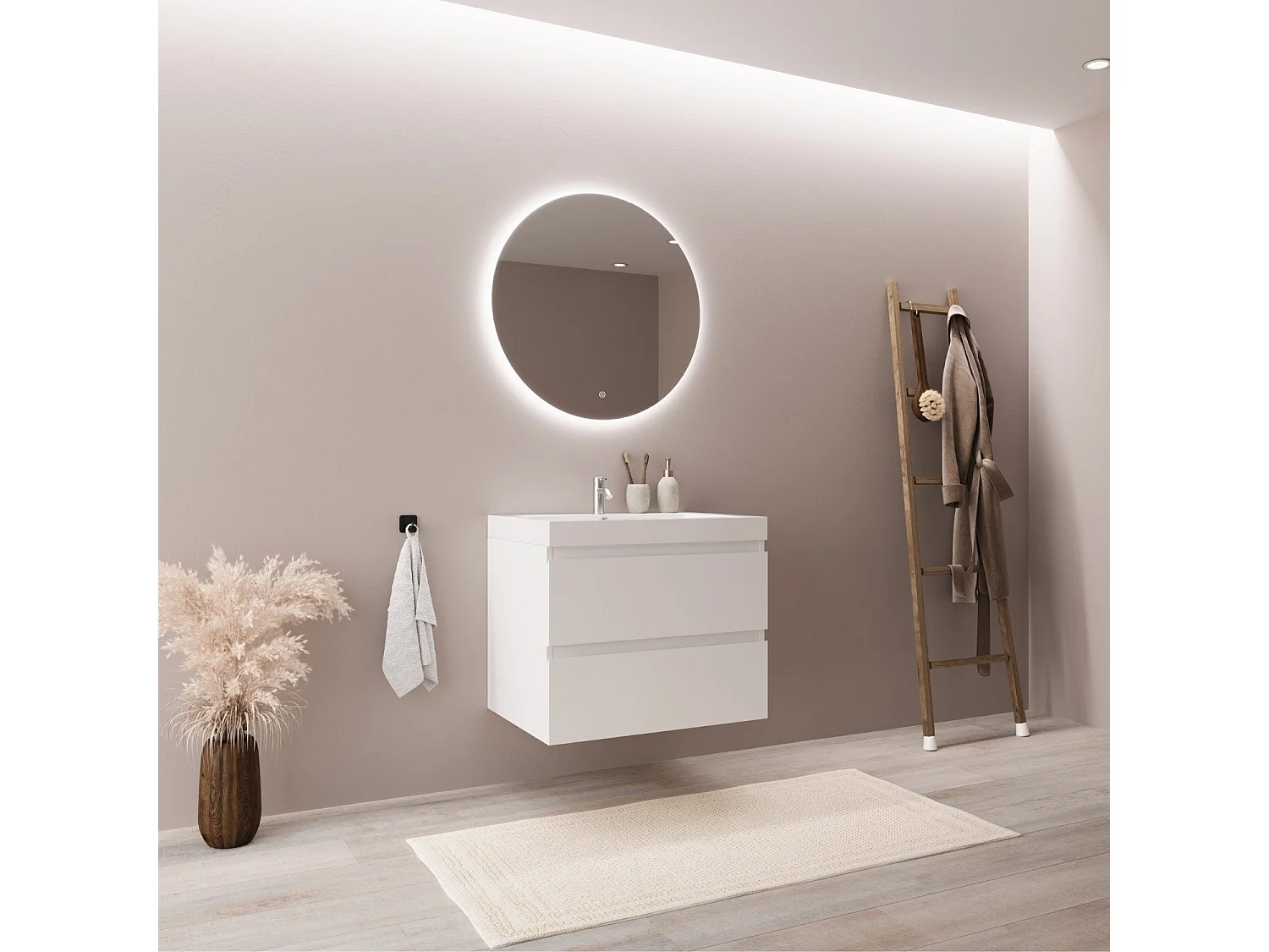 Meuble de salle de bain LOMAZOO Monaco blanc brillant - 60cm