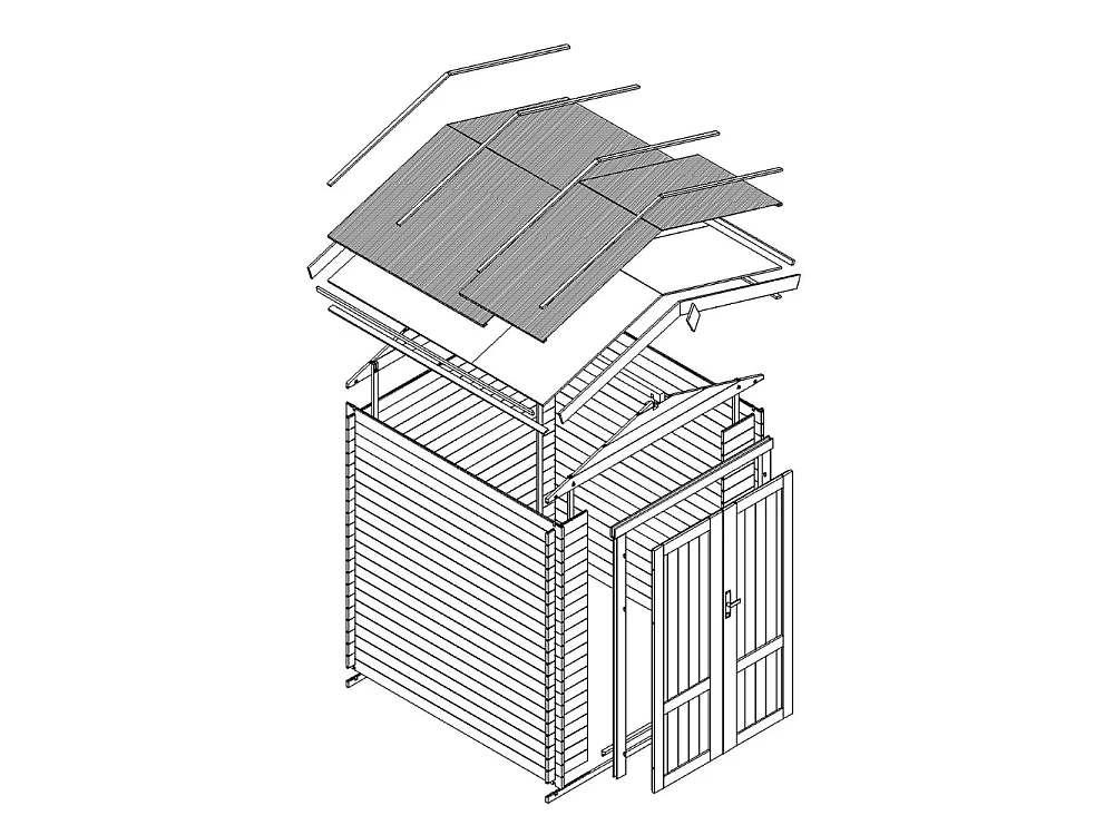 Houten tuinschuurtje zonder vloer - 196x136xH218 cm / 1.98 m² - M367F1