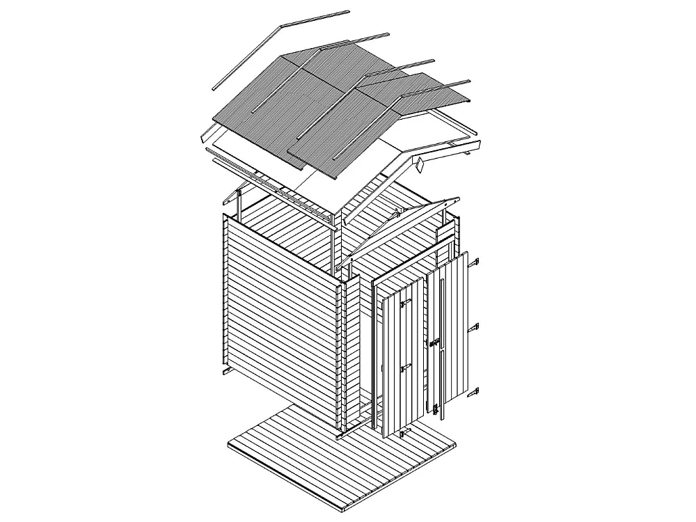 Houten tuinschuurtje met geimpregneerde vloer - 196x136xH218 cm / 1.98 m² - M367C1+M367G