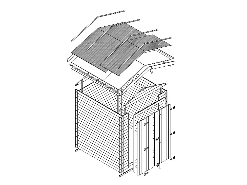 Houten tuinschuurtje zonder vloer - 196x136xH218 cm / 1.98 m² - M367C1