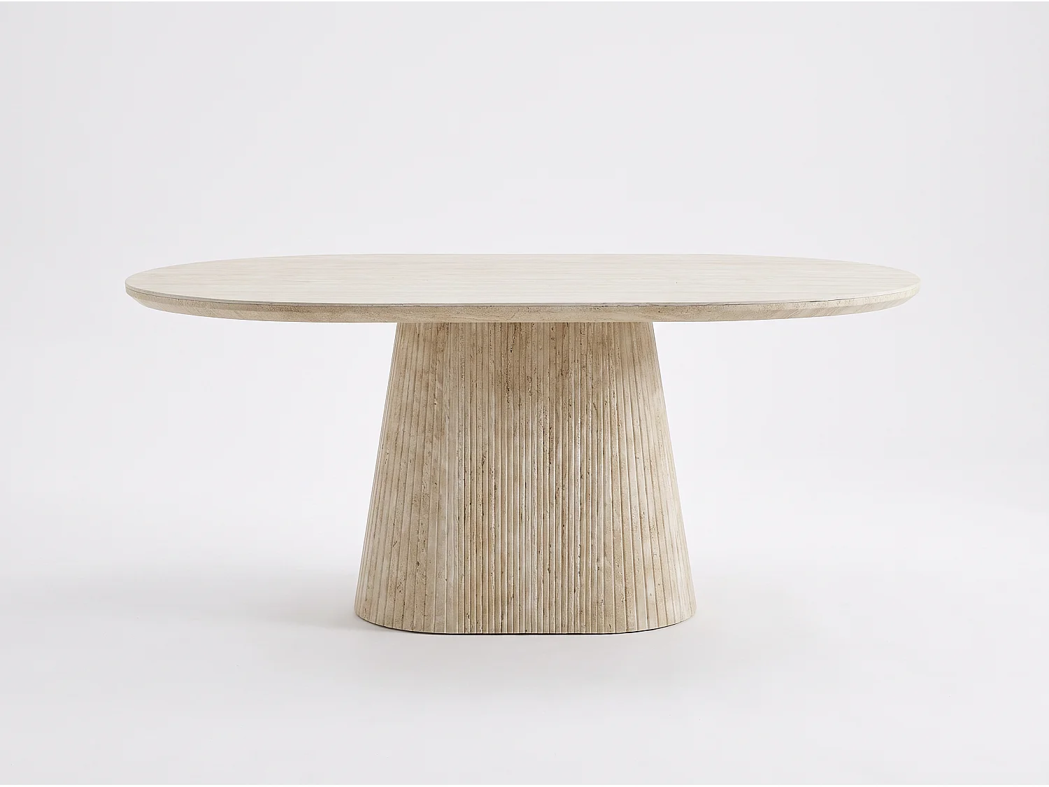 Table à manger NOVERA 180cm – Plateau en céramique et pieds finition travertin - Homeluxury