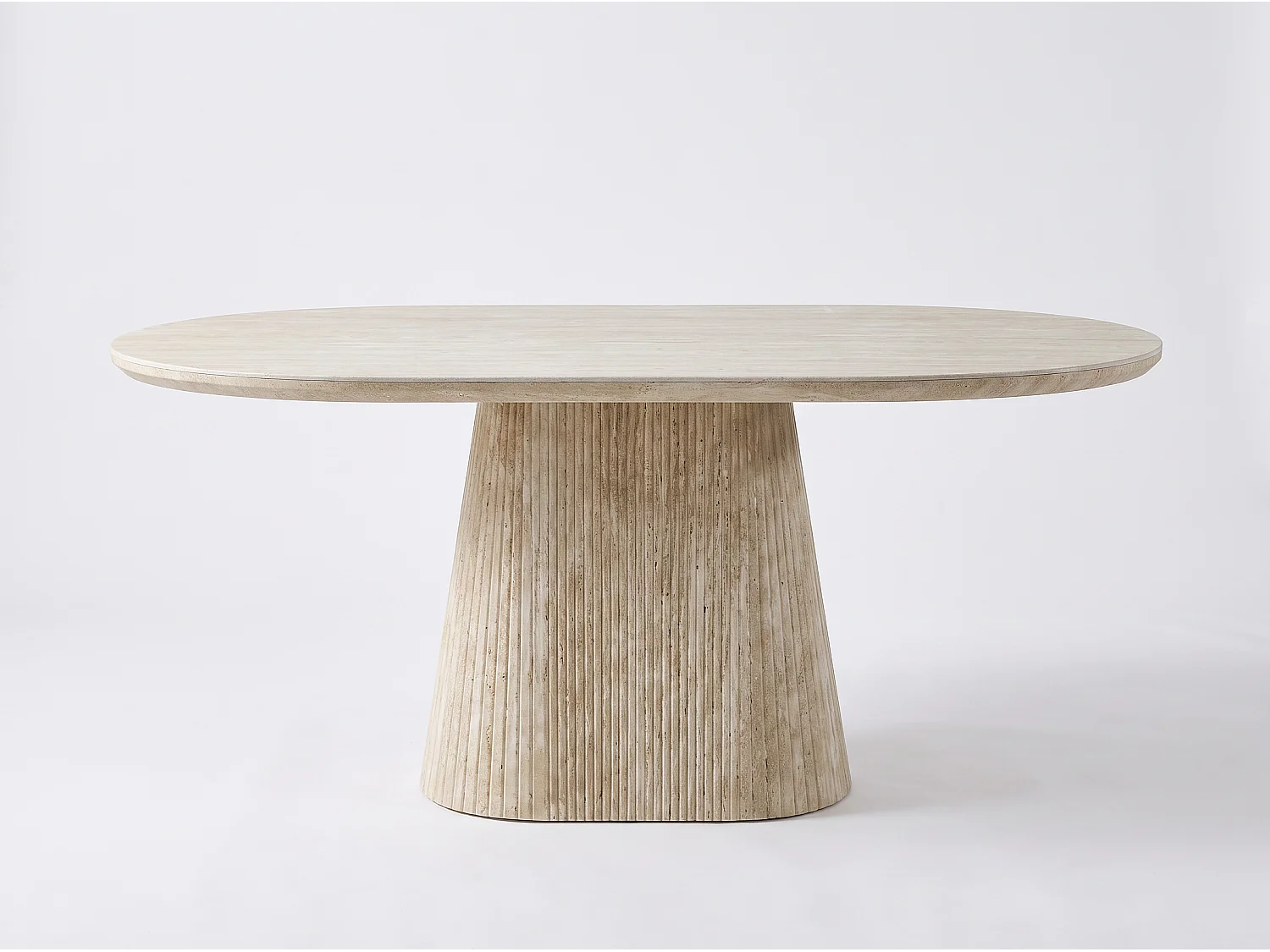 Table à manger NOVERA 180cm – Plateau en céramique et pieds finition travertin - Homeluxury