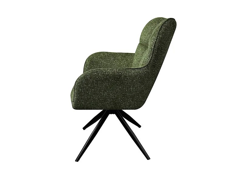 Fauteuil repas pivotant tissu chenille vert Malo Takasit