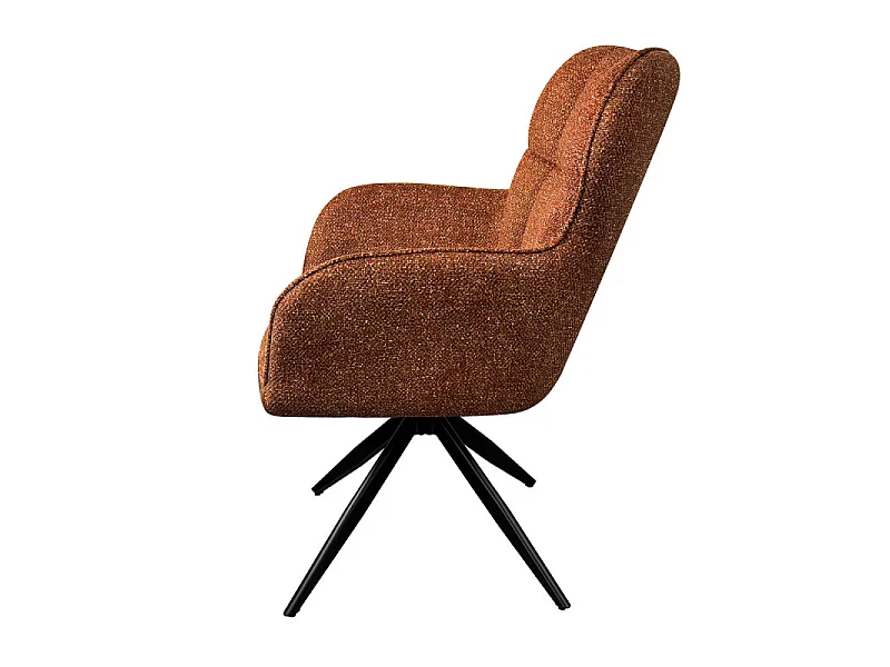 Fauteuil repas pivotant tissu chenille terracotta Malo Takasit