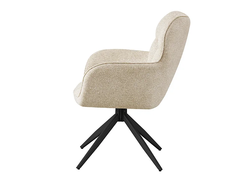 Fauteuil repas pivotant tissu chenille beige Malo Takasit