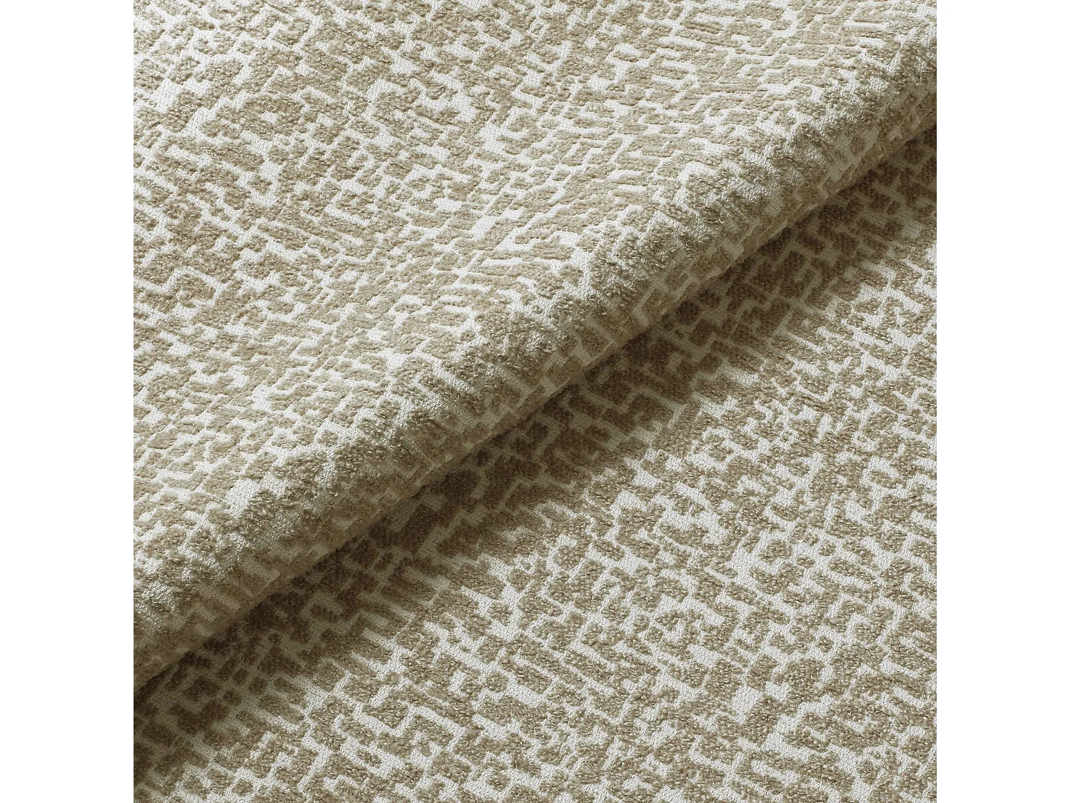 Pouf LUCKY en tissu texturé à motif taupe