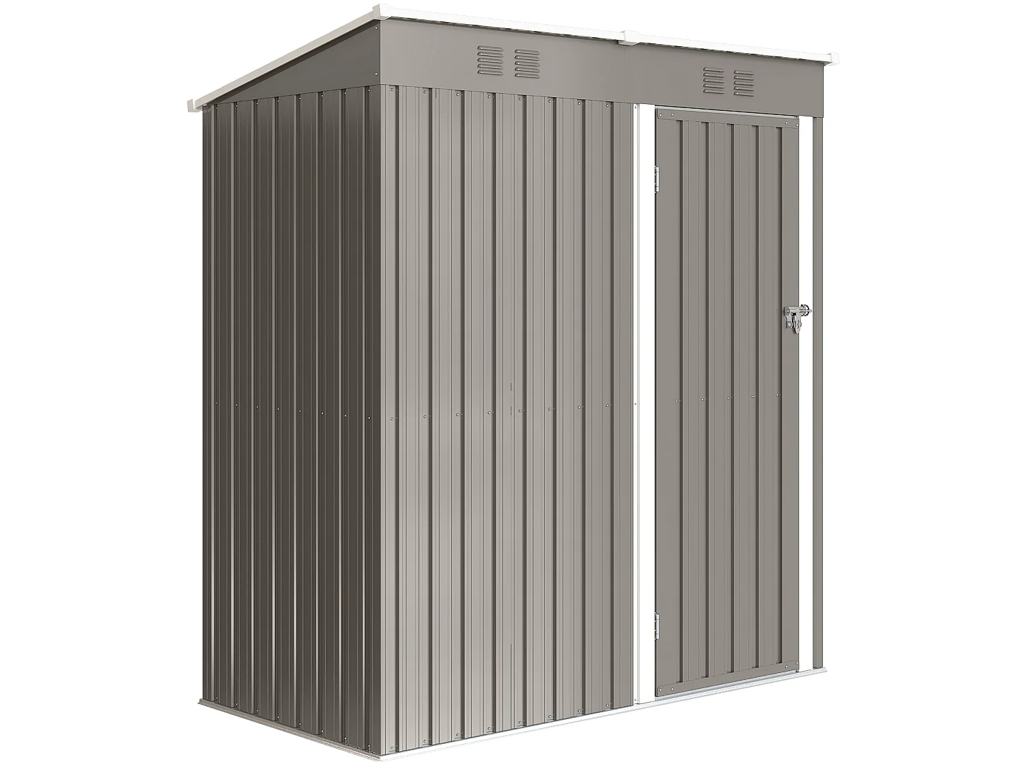 Abri de jardin 1,37 m² - cabanon porte verrouillable - tôle d'acier ondulé gris blanc