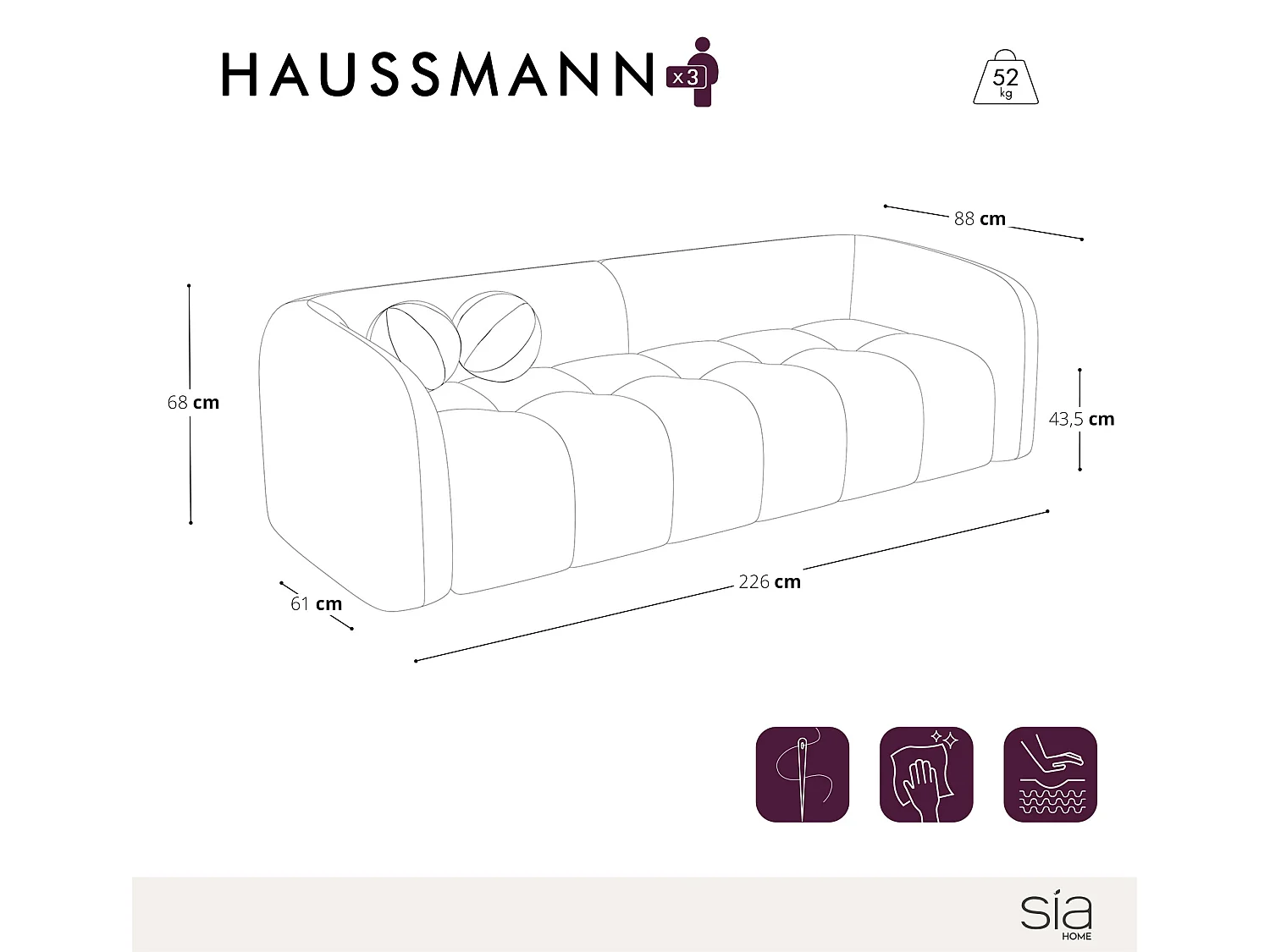 Canapé HAUSSMANN 3 places en velours texturé terracotta