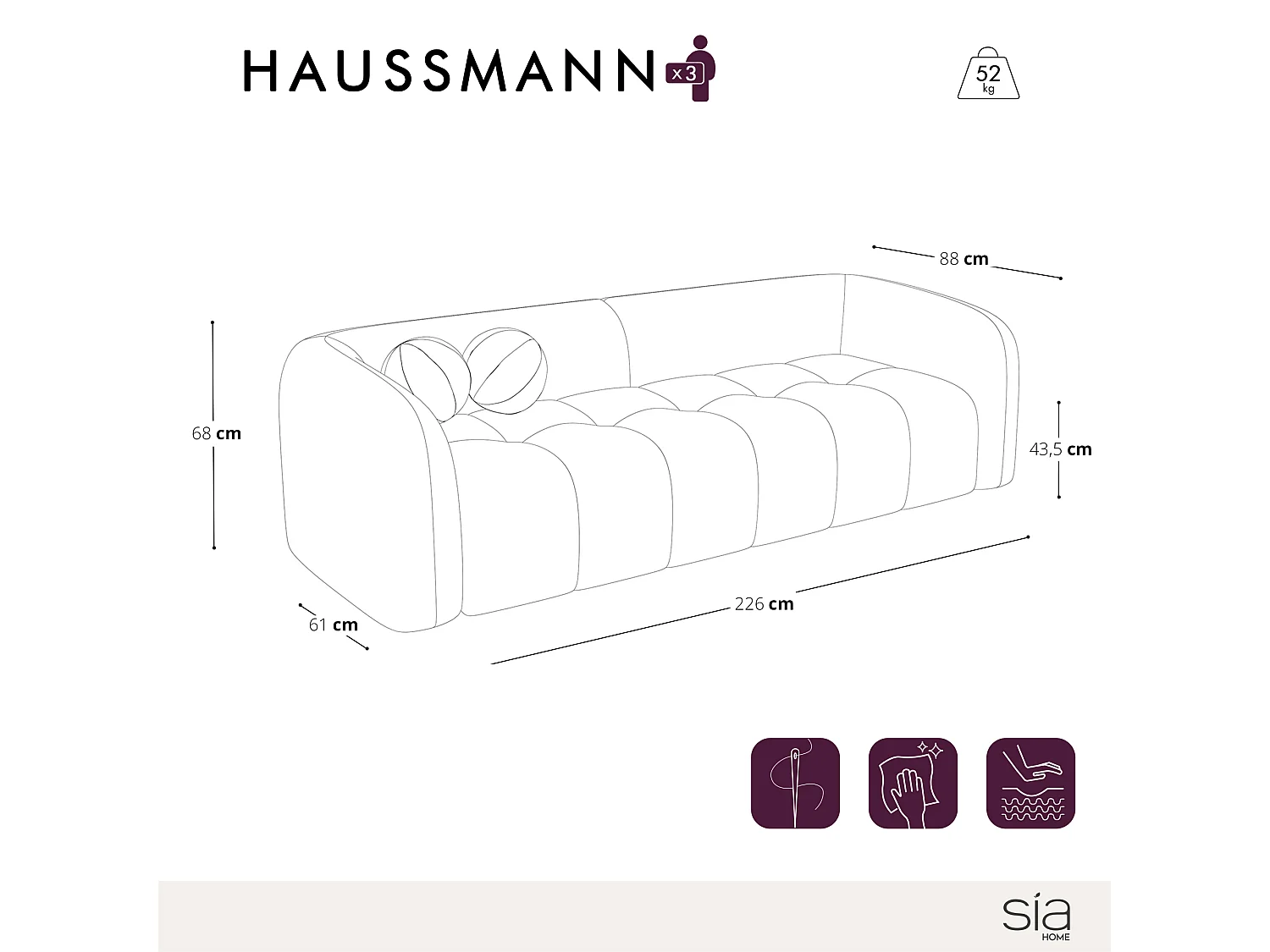Canapé HAUSSMANN 3 places en velours texturé terracotta
