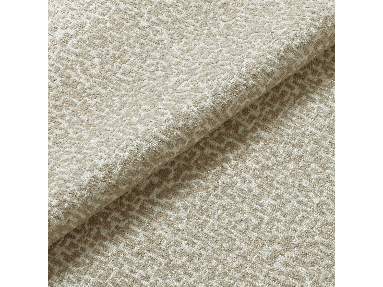 Pouf LUCKY en tissu texturé à motif beige