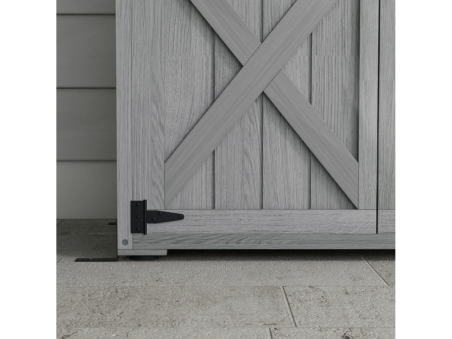 Armoire de jardin abri de jardin 2 portes croisillons 2 étagères toit bitumé bois sapin gris