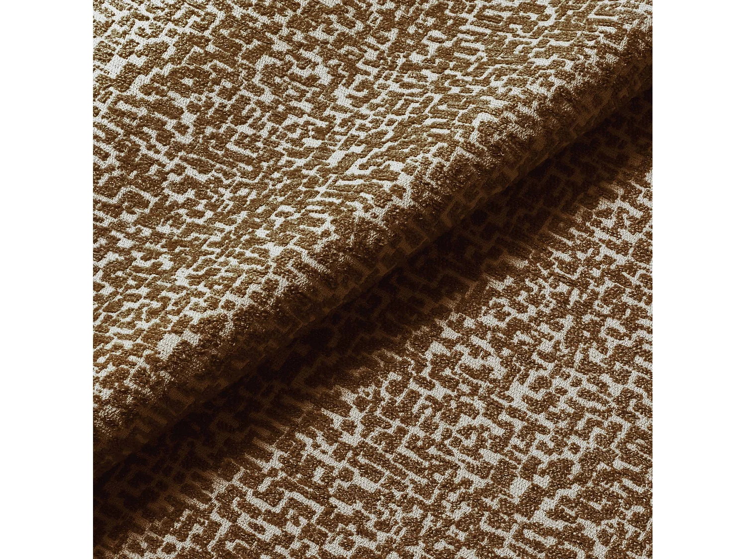 Pouf LUCKY en tissu texturé à motif brun