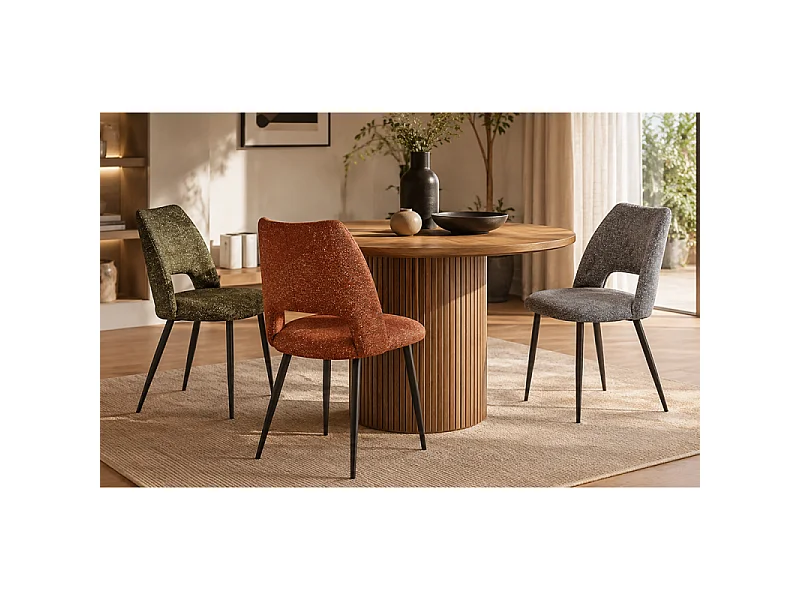 Chaise repas tissu chenille gris Tom Takasit
