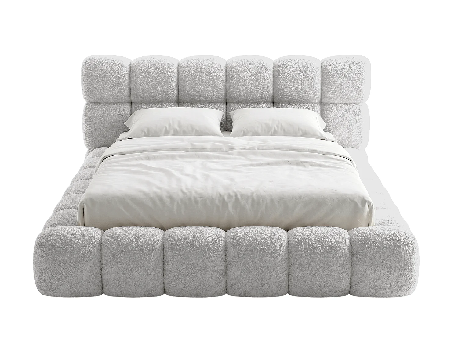 BESILIO Polsterbett 160x200 Bouclé Tokyo – Bett mit Bettkasten und Lattenrost, modernes Stauraumbett aus dickem Schaumstoff – Hellgrau