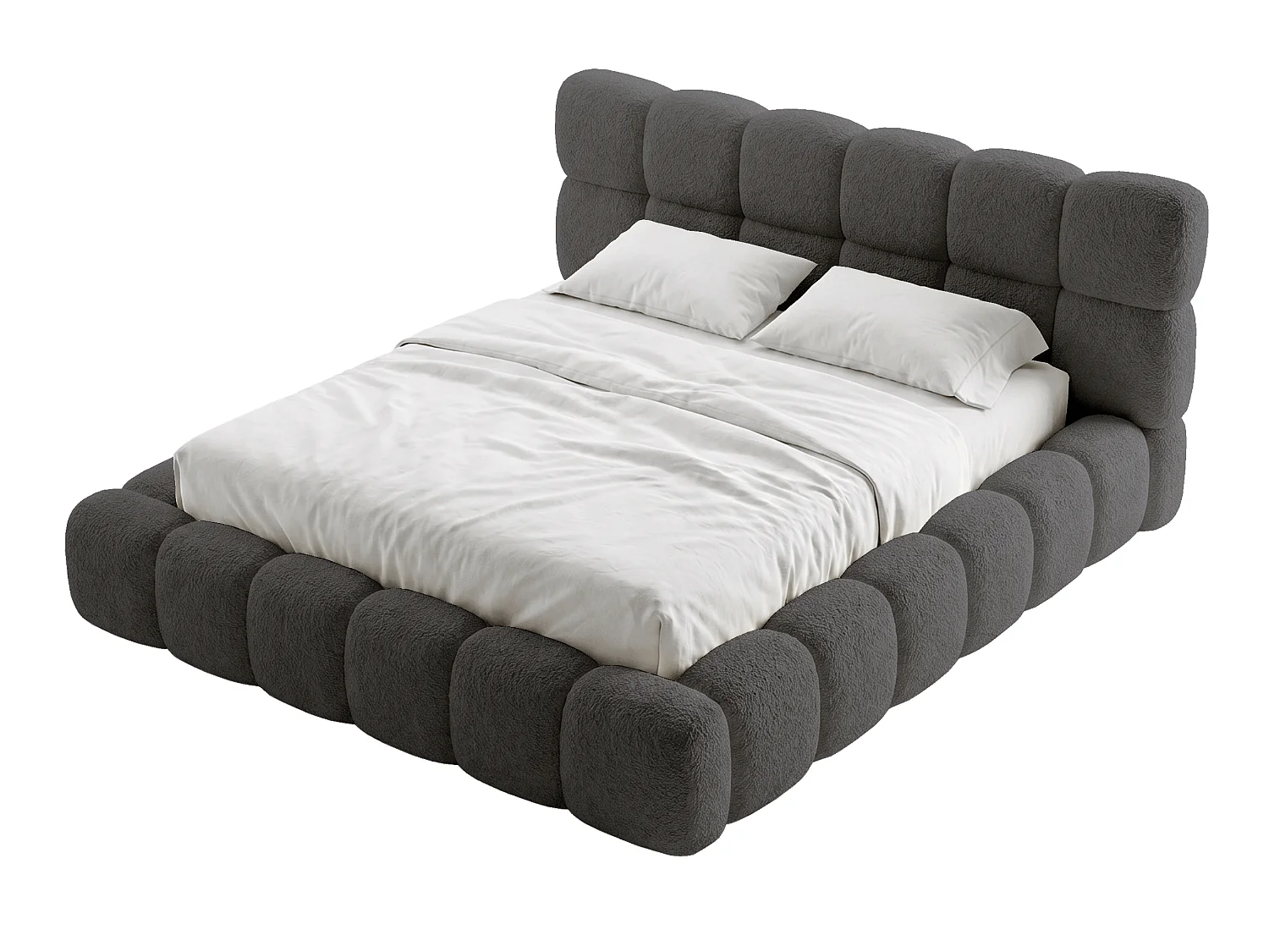 BESILIO Polsterbett 160x200 Bouclé Tokyo – Bett mit Bettkasten und Lattenrost, modernes Stauraumbett aus dickem Schaumstoff – Grau