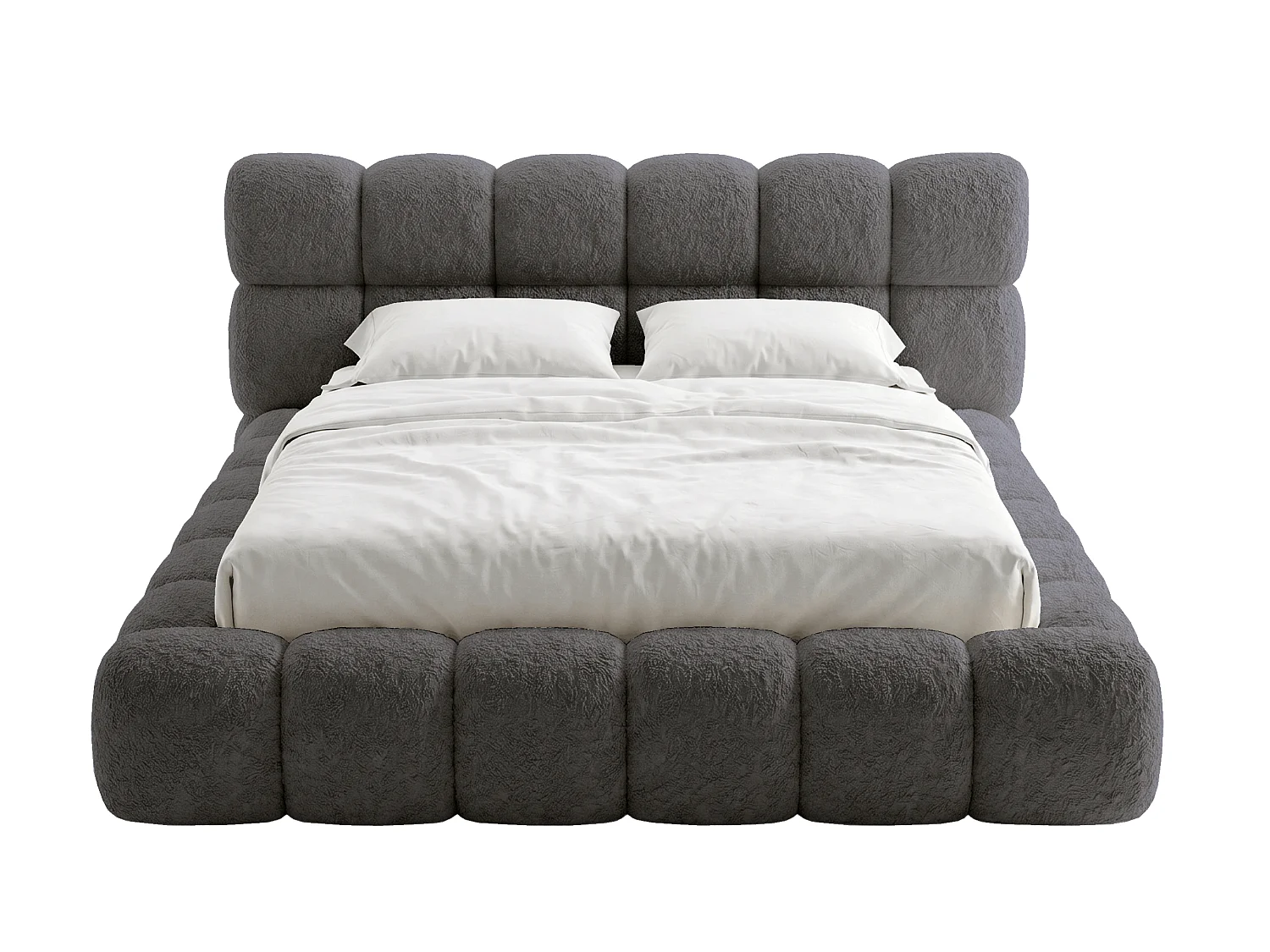 BESILIO Polsterbett 160x200 Bouclé Tokyo – Bett mit Bettkasten und Lattenrost, modernes Stauraumbett aus dickem Schaumstoff – Grau