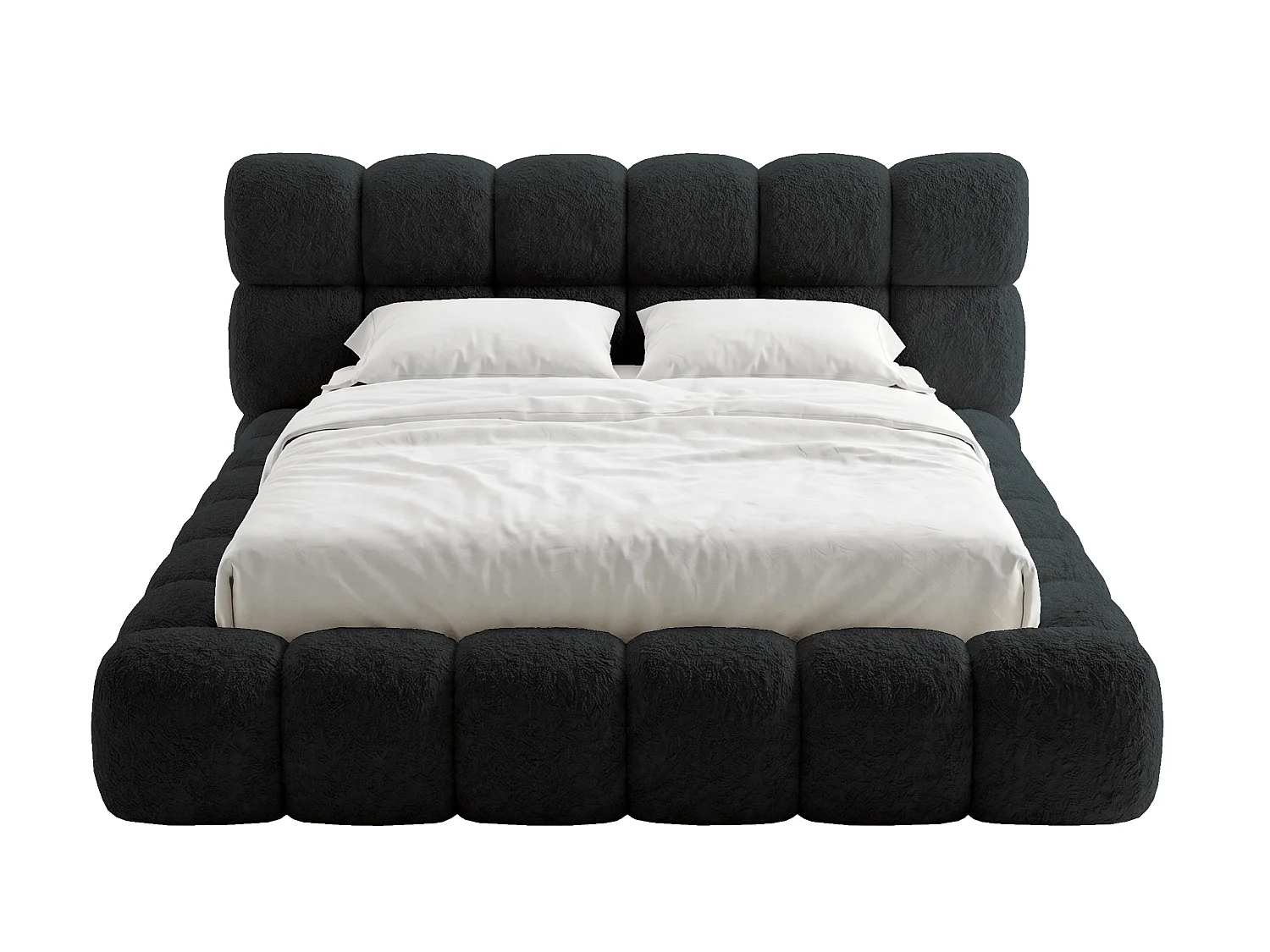 BESILIO Polsterbett 180x200 Bouclé Tokyo – Bett mit Bettkasten und Lattenrost, modernes Stauraumbett aus dickem Schaumstoff – Schwarz