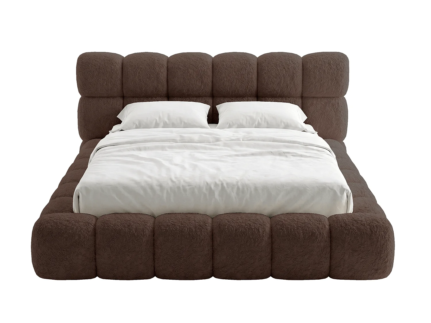 BESILIO Polsterbett 200x200 Bouclé Tokyo – Bett mit Bettkasten und Lattenrost, modernes Stauraumbett aus dickem Schaumstoff – Braun