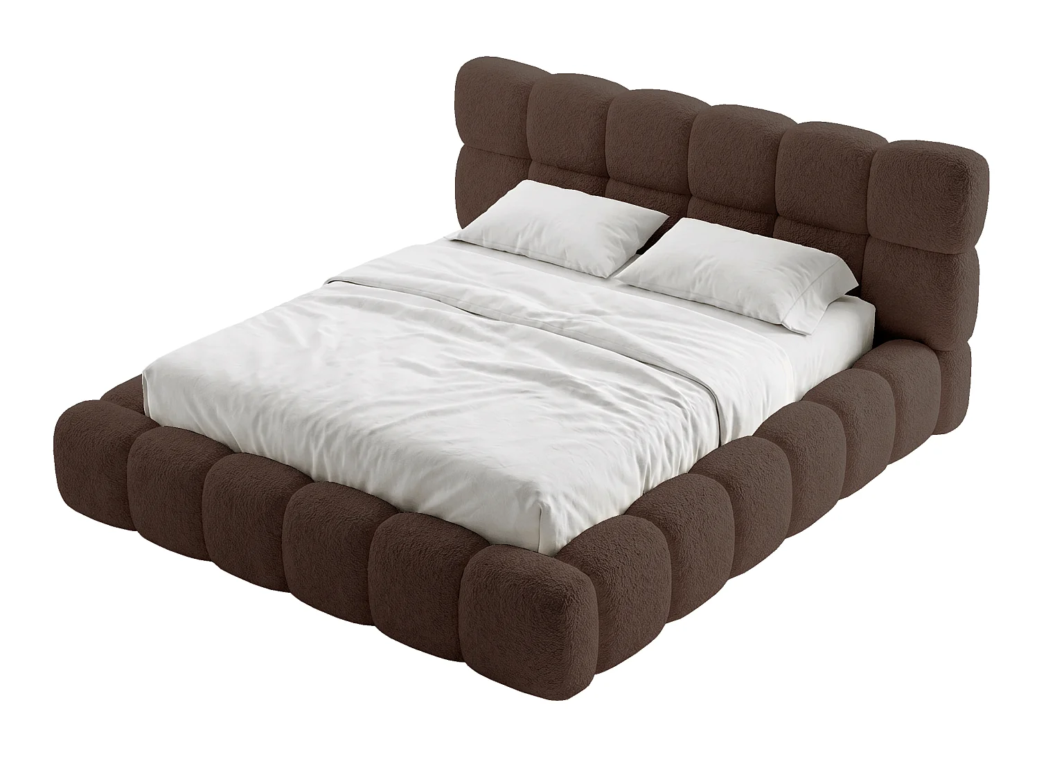 BESILIO Polsterbett 160x200 Bouclé Tokyo – Bett mit Bettkasten und Lattenrost, modernes Stauraumbett aus dickem Schaumstoff – Braun