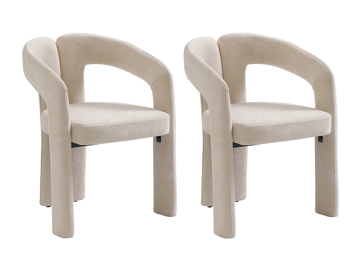 Lot de 2 chaises en tissu texturé - Beige - SAVINSKY