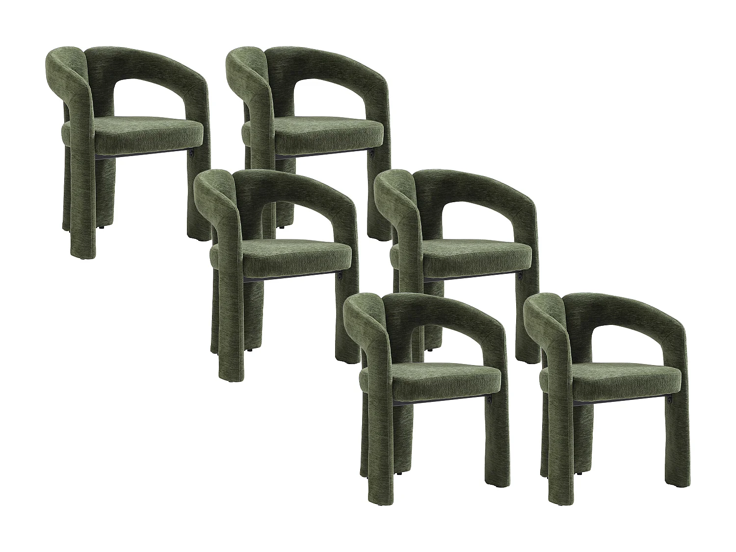 Lot de 6 chaises en tissu texturé - Vert - SAVINSKY