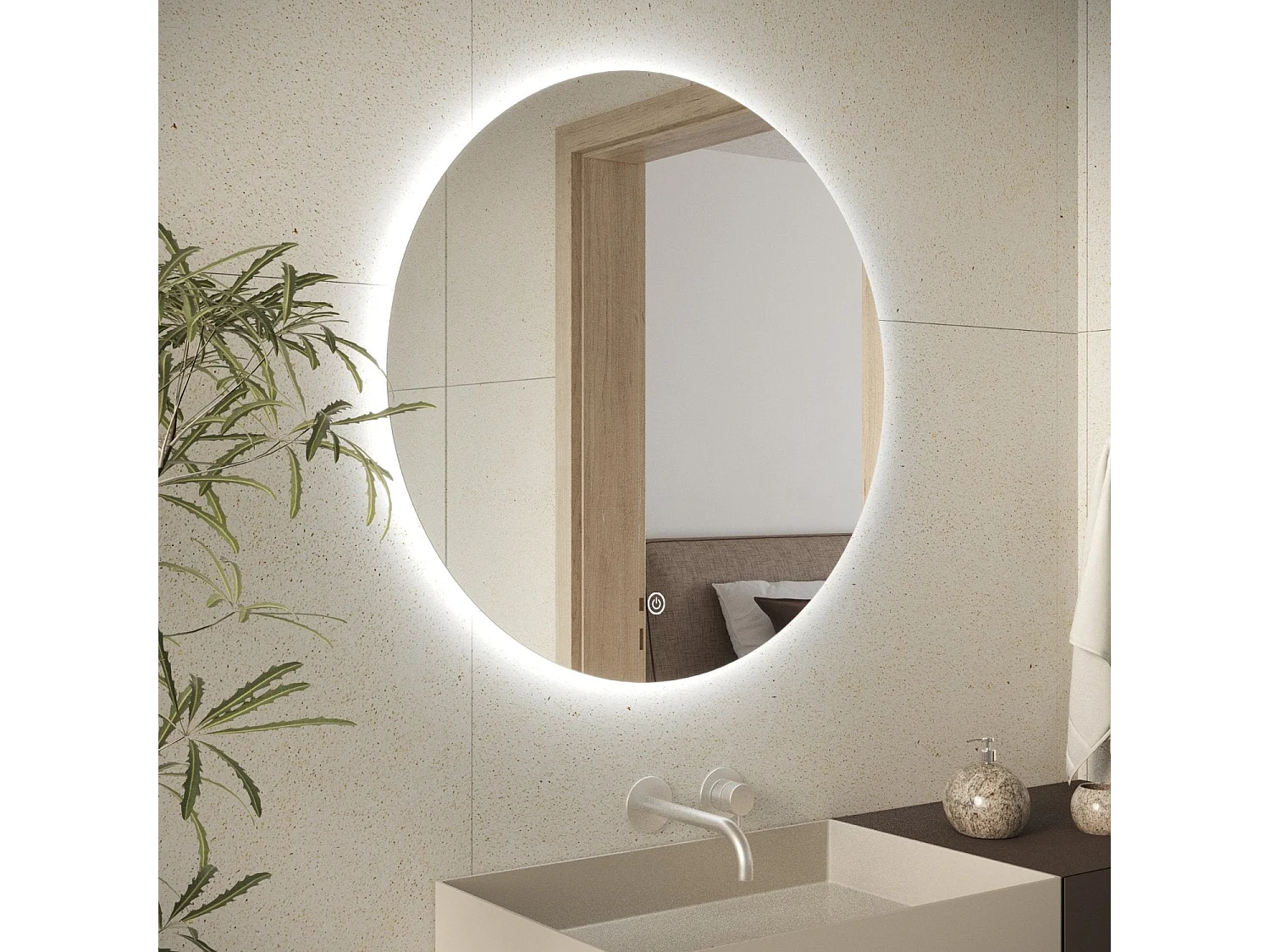 Miroir salle de bain LOMAZOO Chicago avec LED 60 cm rond