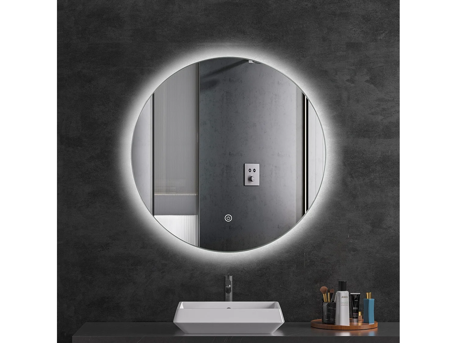 Miroir salle de bain LOMAZOO Chicago avec LED 60 cm rond