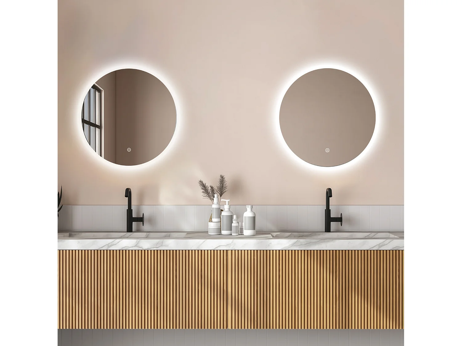 Miroir salle de bain LOMAZOO Chicago avec LED 60 cm rond
