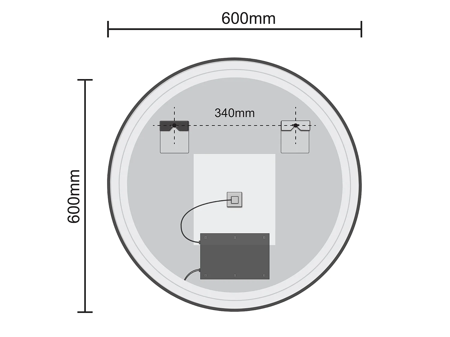 LOMAZOO Miroir de salle de bain 60 cm - cadre doré - rond