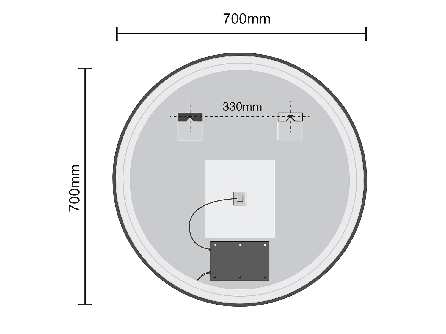Miroir salle de bain LOMAZOO Bologna avec LED 70 cm rond Noir