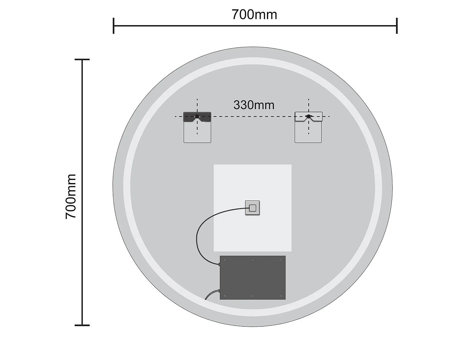 Miroir salle de bain LOMAZOO Essentials avec LED 70 cm rond