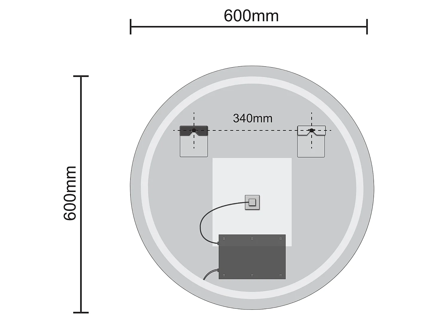 Miroir salle de bain LOMAZOO Essentials avec LED 60 cm rond