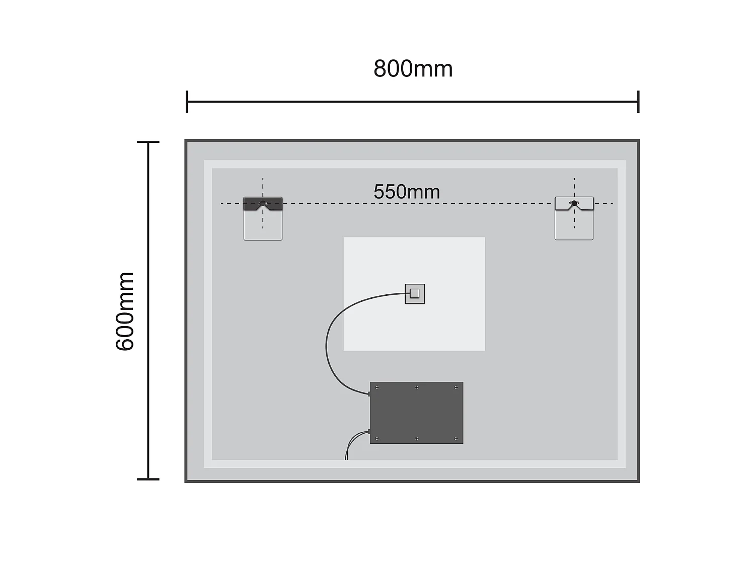 Miroir salle de bain LOMAZOO Bordeaux avec LED 80 x 60 cm rectangle Noir