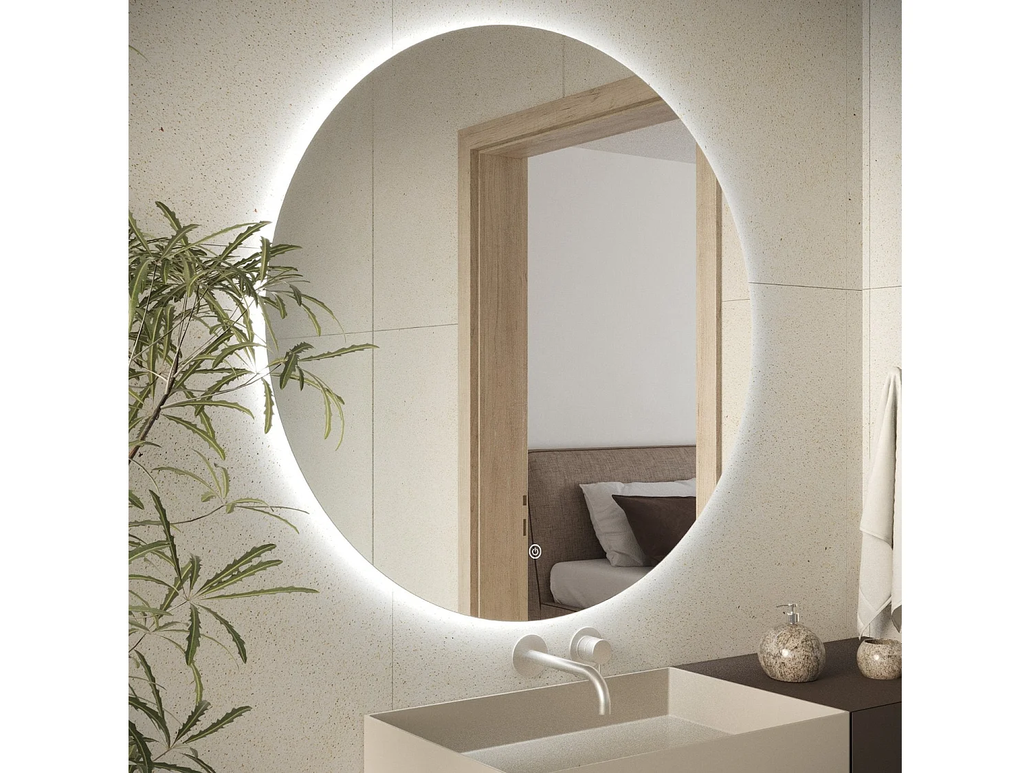 Miroir salle de bain LOMAZOO Dallas avec LED 80 cm rond
