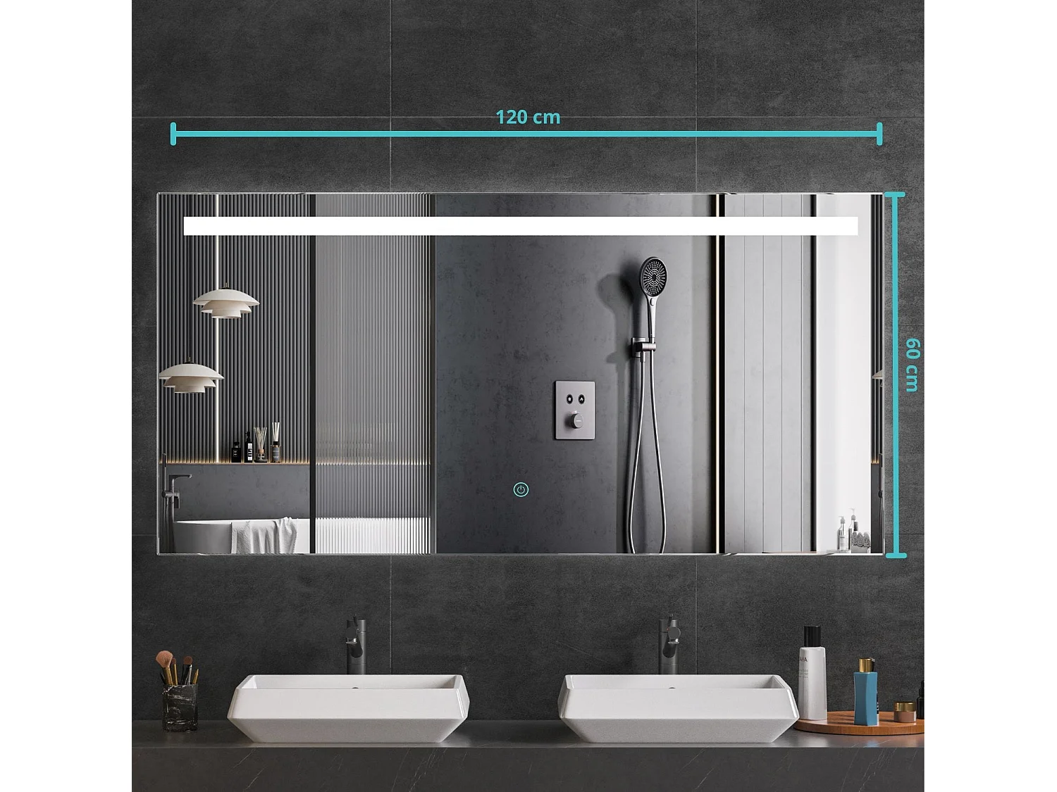 Miroir salle de bain LOMAZOO Houston avec LED 80 cm rectangle