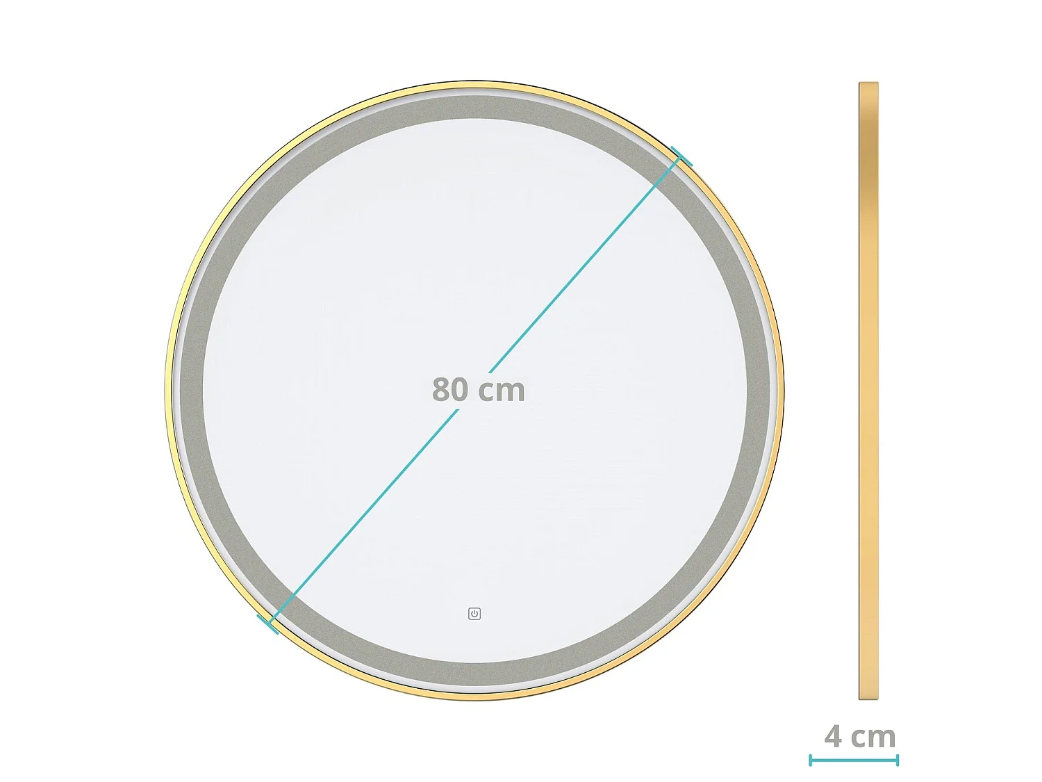 Miroir salle de bain LOMAZOO Paris avec LED 80 cm doré rond