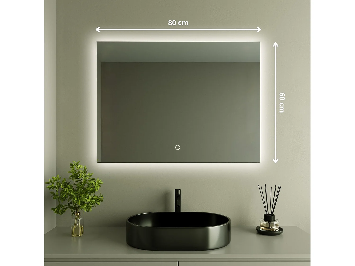 Miroir salle de bain LOMAZOO Bryce avec LED 60 x 80 cm