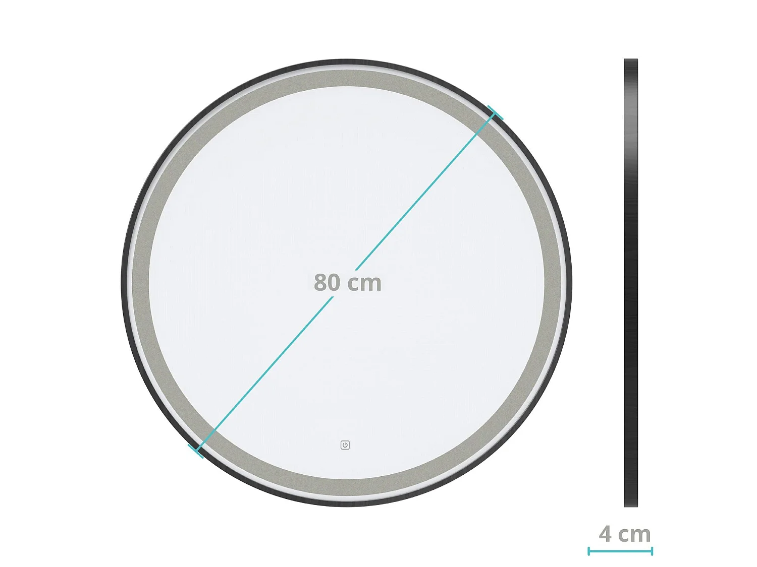 Miroir salle de bain LOMAZOO Florence avec LED 80 cm noir rond