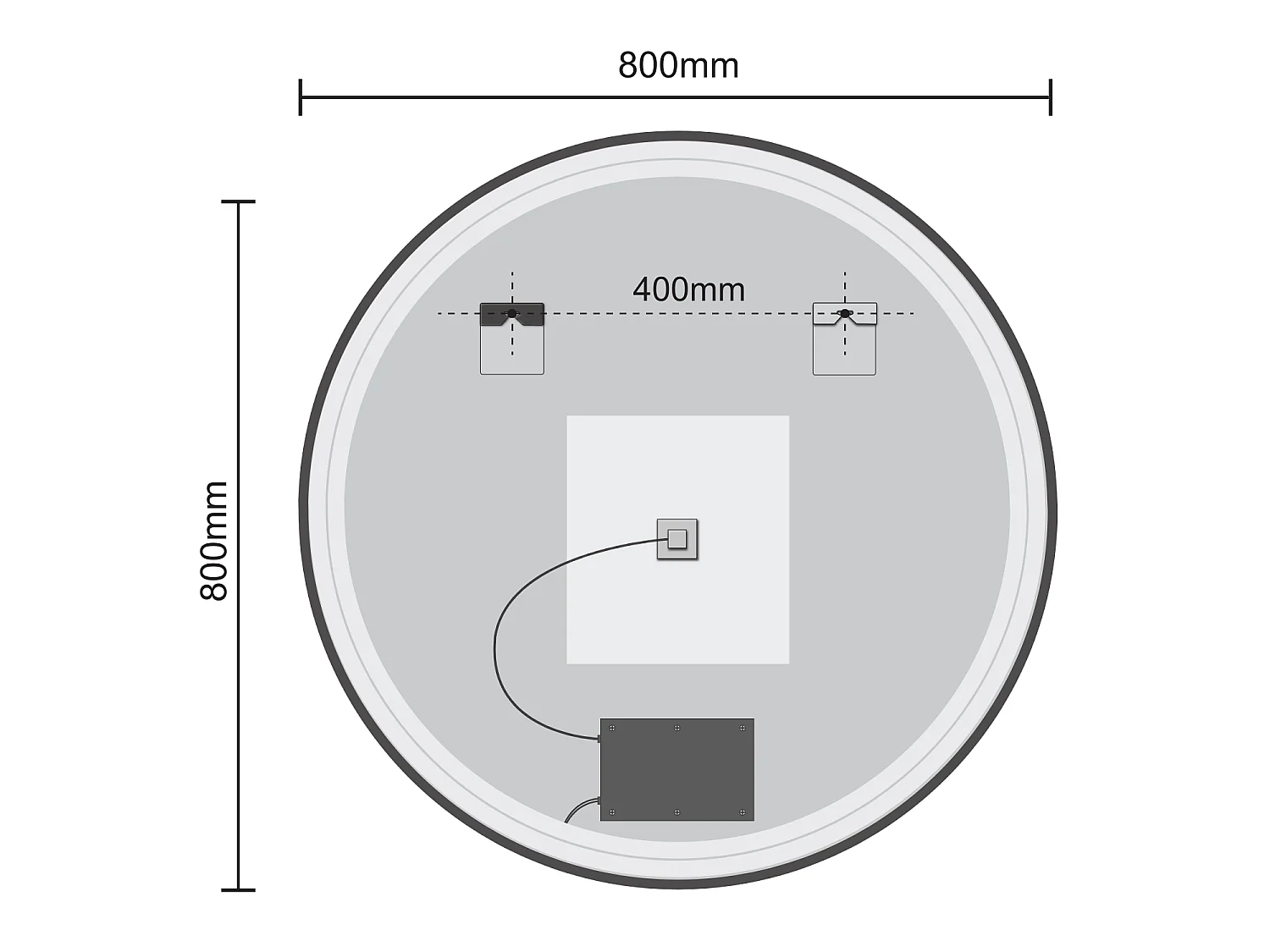 Miroir salle de bain LOMAZOO Florence avec LED 80 cm noir rond
